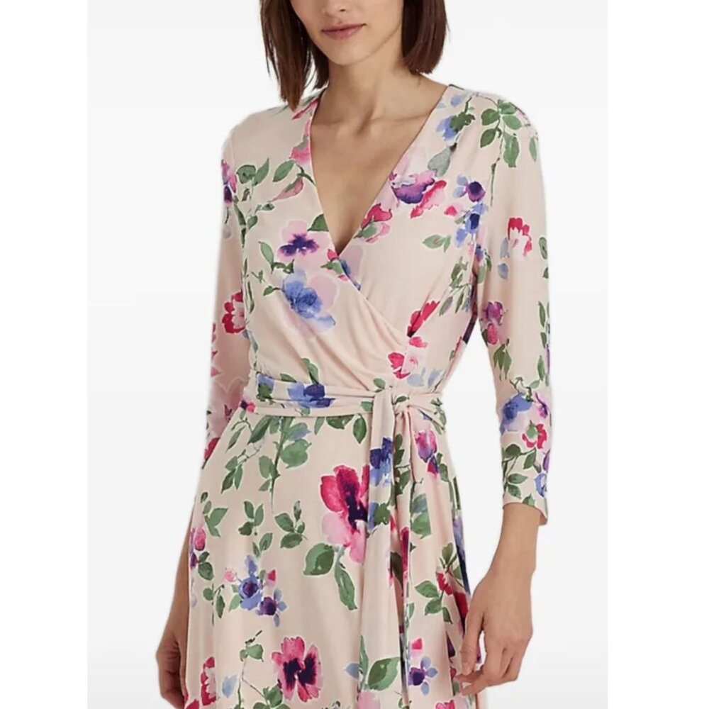 Ralph Lauren  Floral-Print Wrap Midi Dress Sz 4